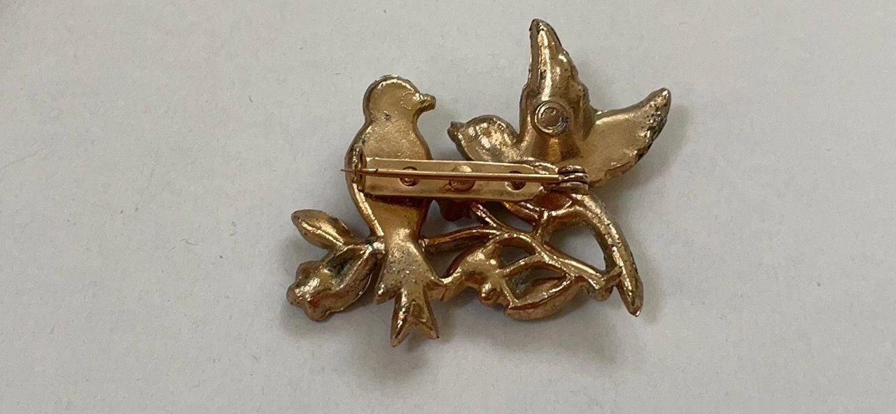 Stunning enhanced vintage bird pin