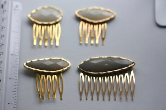 Your choice of hair comb - Mixed Material - handmade from new and vintage components - ivory cream and silvery gray