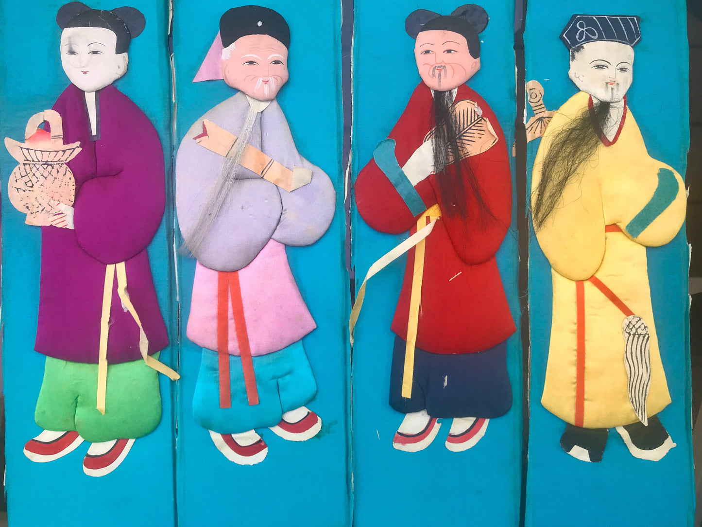 Your choice of unique colorful satin Asian panels - 11" long x 3" wide.