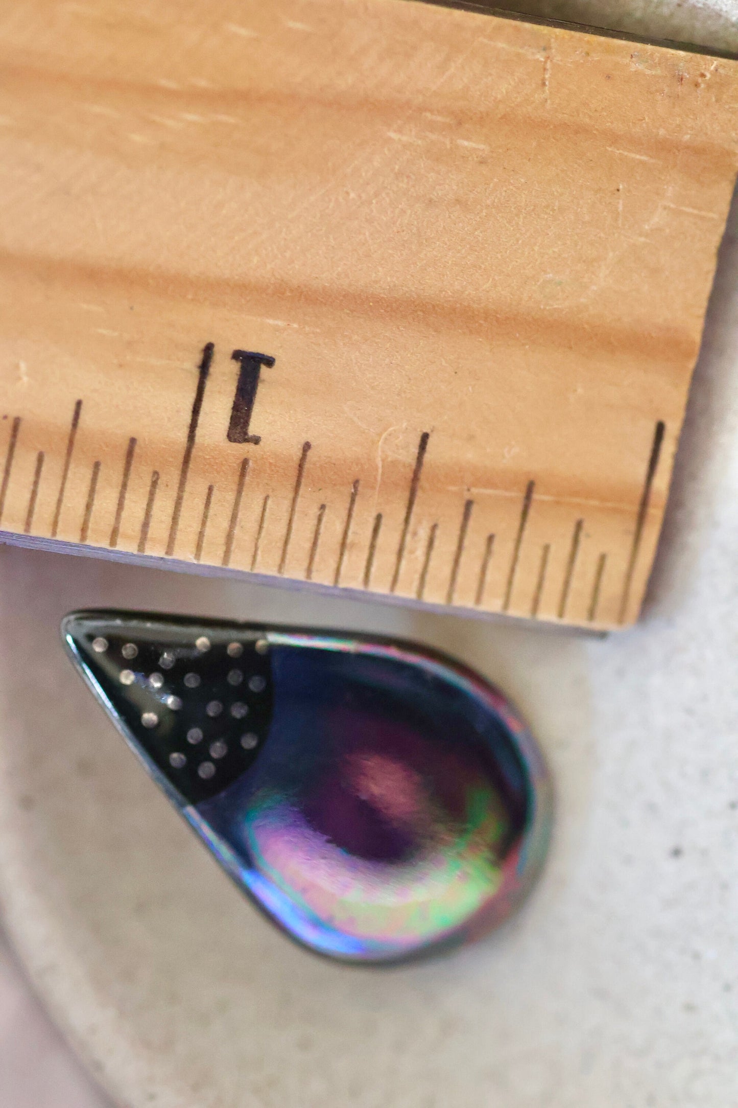 Glazed porcelain teardrop shaped vintage artisan earrings