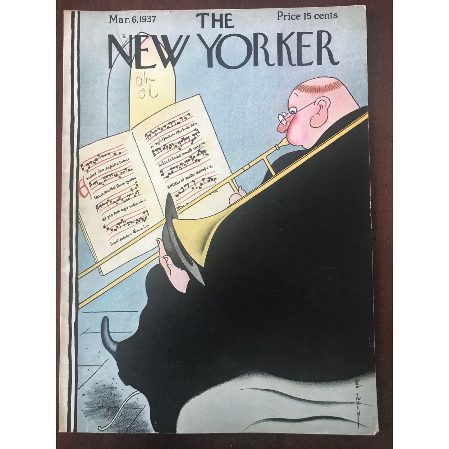 Very Rare - March 6, 1937 - The NEW YORKER Magazine original cover by Rea Irvin - musician - please read description