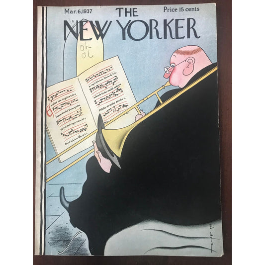 Very Rare - March 6, 1937 - The NEW YORKER Magazine original cover by Rea Irvin - musician - please read description