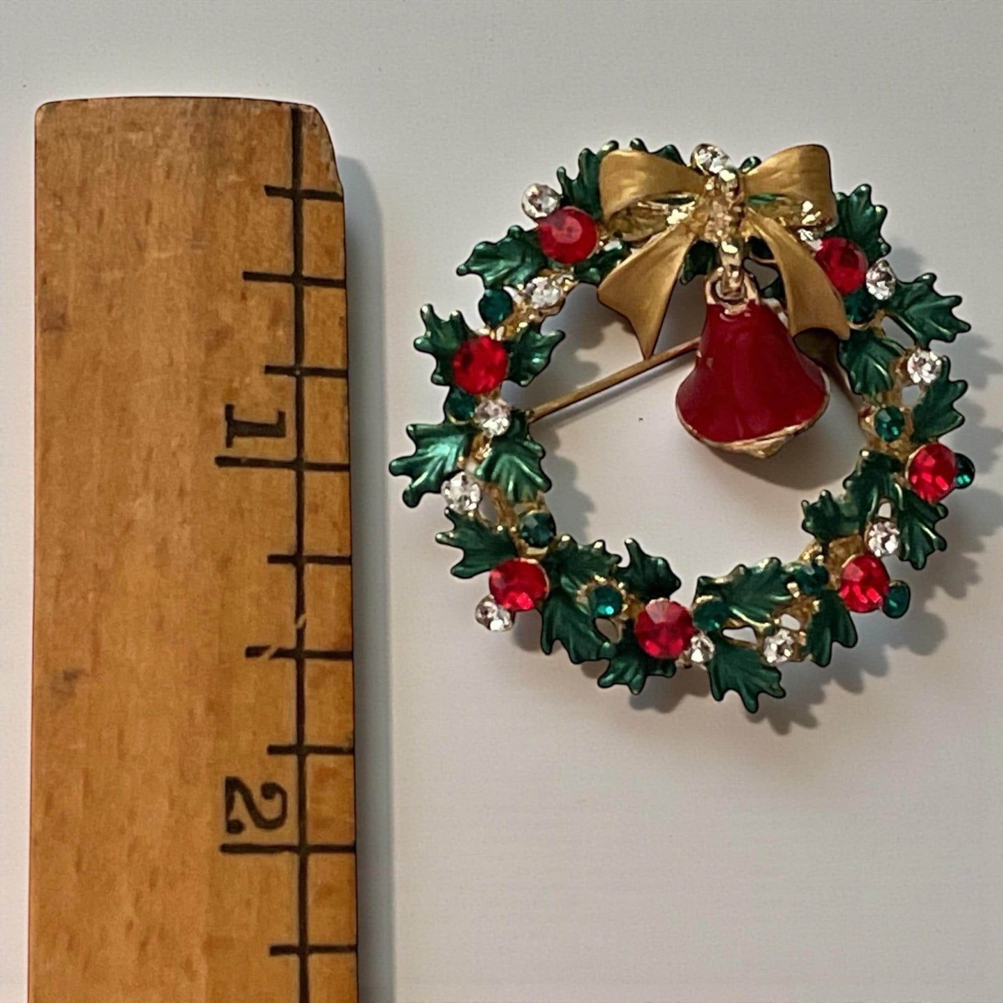 RARE Vintage Rucinni Christmas Tree Brooch Pin with Rhinestones & Enamel | Holiday Jewelry | Signed Rucinni Christmas Pin