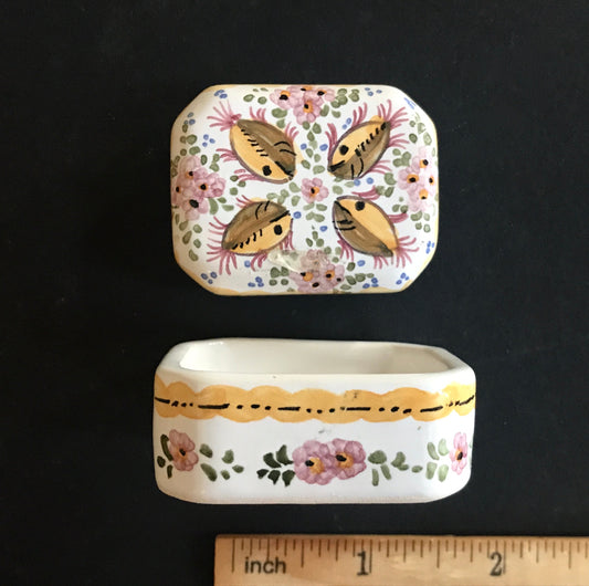 Stunning Hand Painted Porcelain Trinket Box from Portugal - Signed