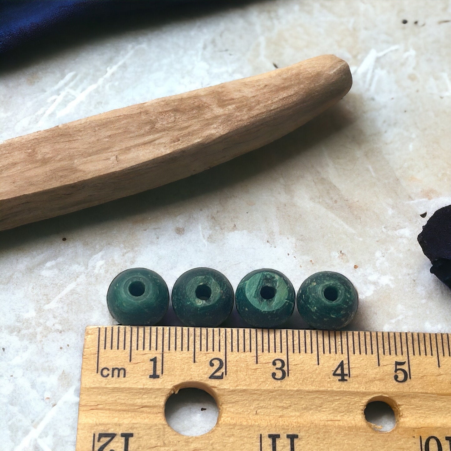 Green rustic unique vintage beads - approx. 5 mm x 8 mm each