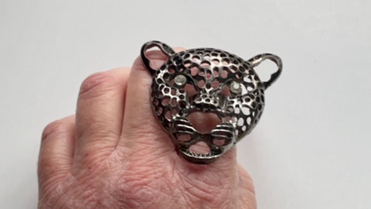 Unique vintage large tiger ring - statement ring