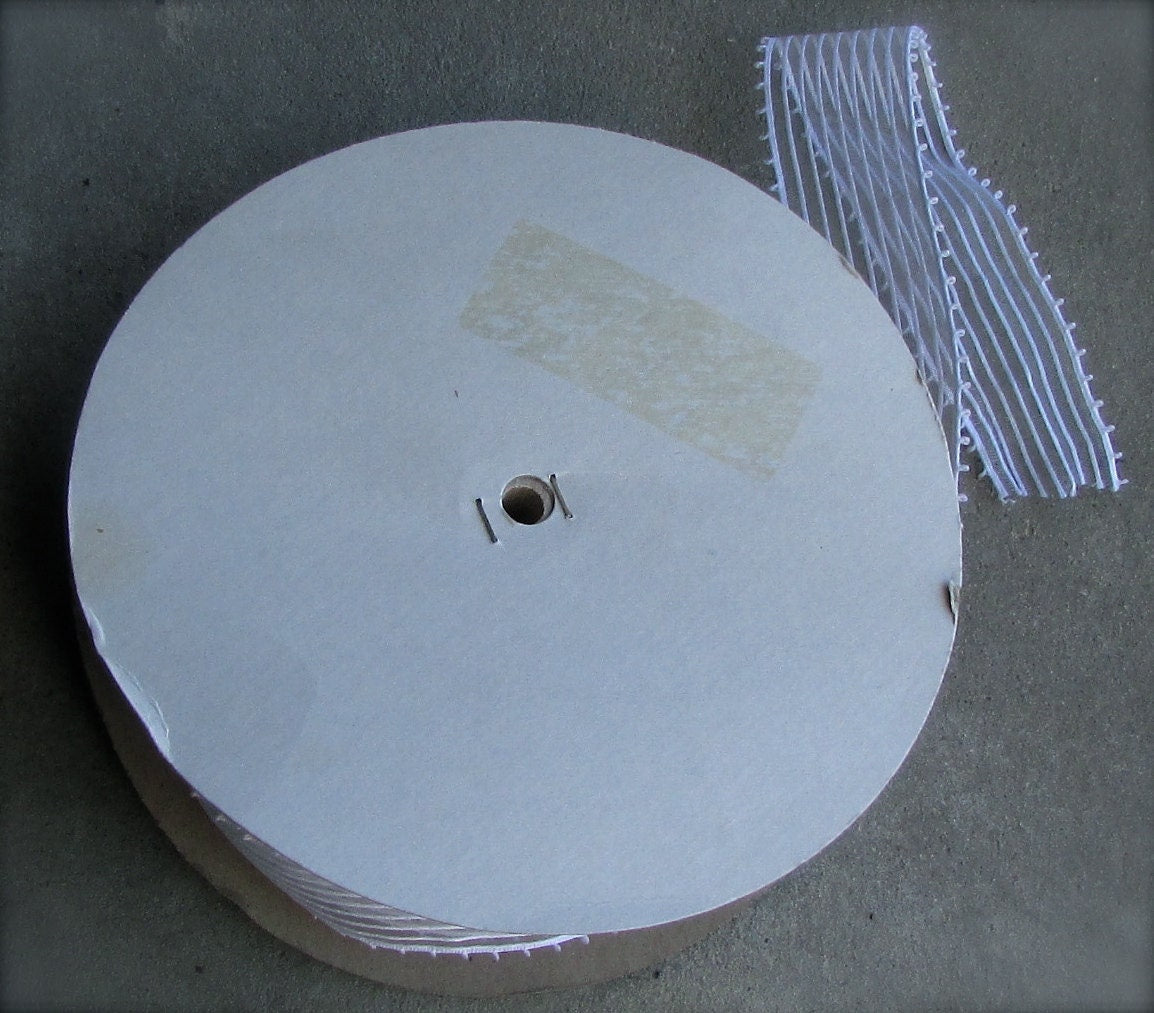 Vintage white striped ribbon/lace/trim sheer with satin stripes… 1 and one-half inches wide - by the yard