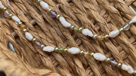Baroque rice pearls and colored glass stunning vintage necklace