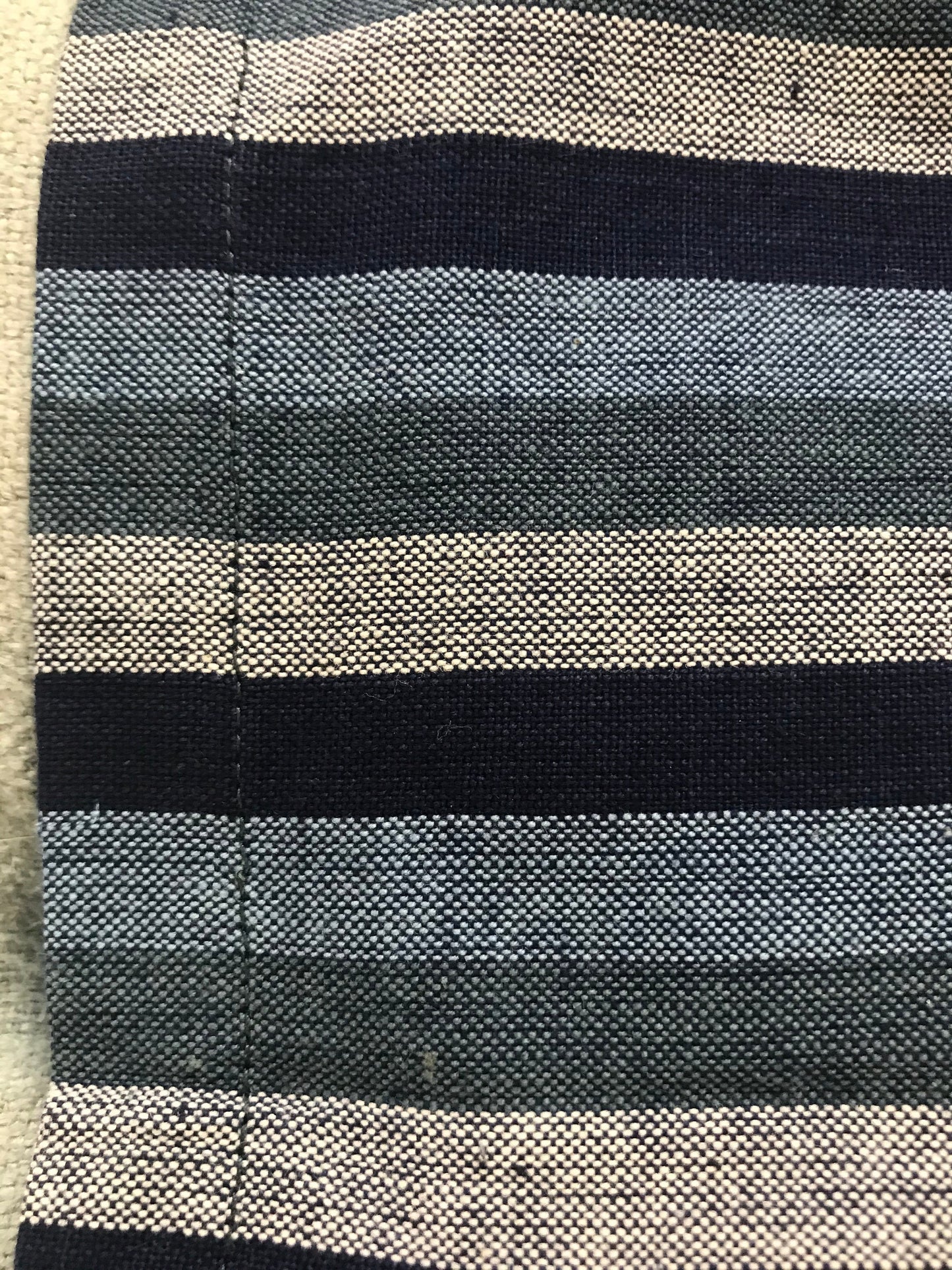 Two vintage all cotton square vintage napkins that you can use for fabric  - blue stripes - 100% cotton