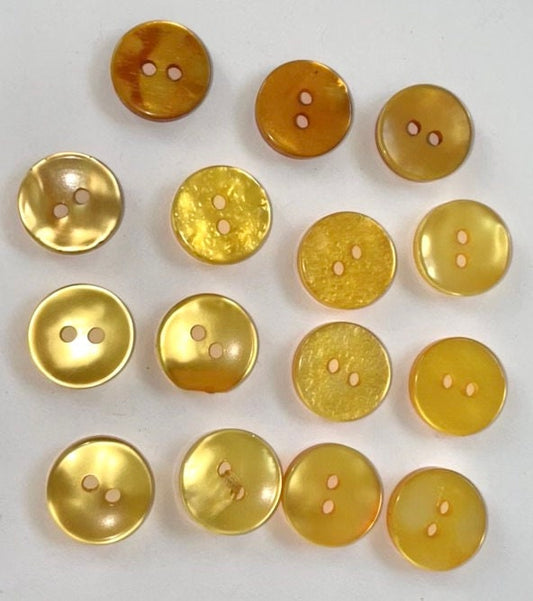 Lot of yellow gold iridescent vintage buttons - flat backs