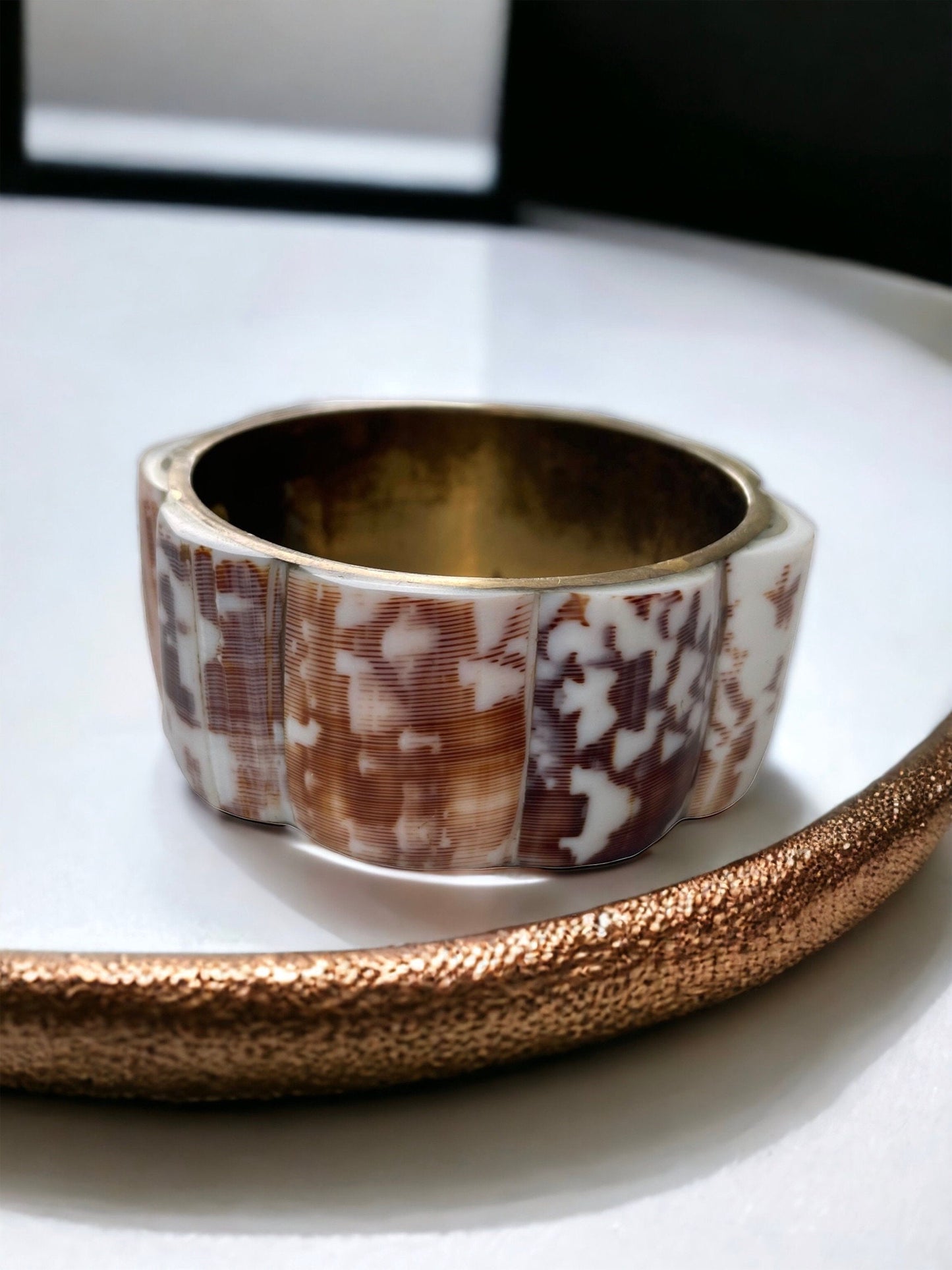 Unique vintage shell cuff bracelet - made in the Philippines