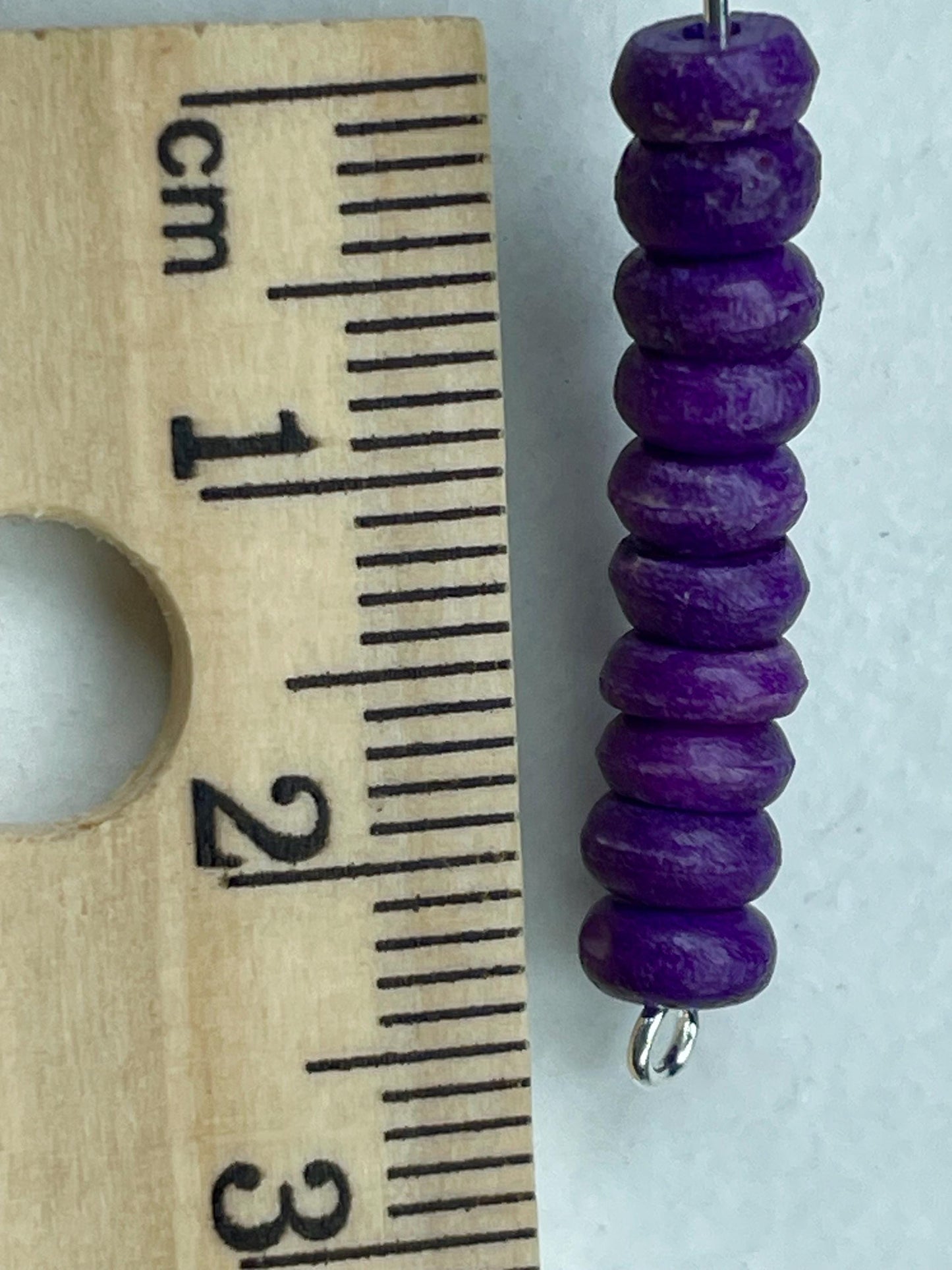 Purple wooden vintage tiny heishi beads - 4 mm