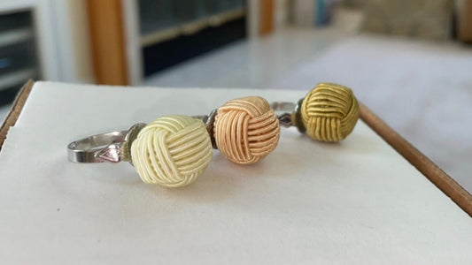 Fun rings made of Satin Chinese ball knots - choose your color - ivory, peach, creamy linen
