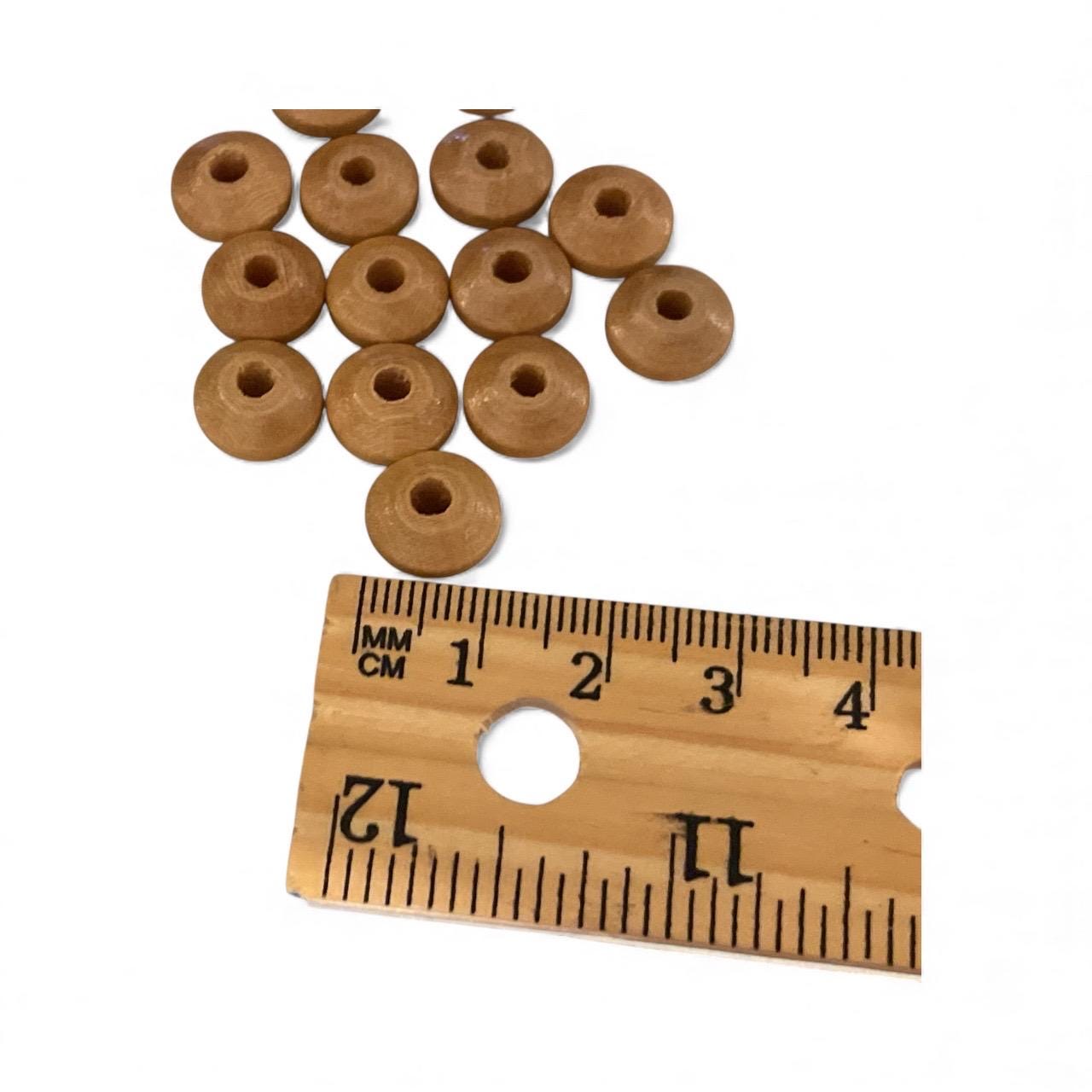 Vintage Tan Round Donut Beads – Smooth Spacer Beads for Jewelry Making, Craft Supply, Set of 14 - 10 mm x 5 mm
