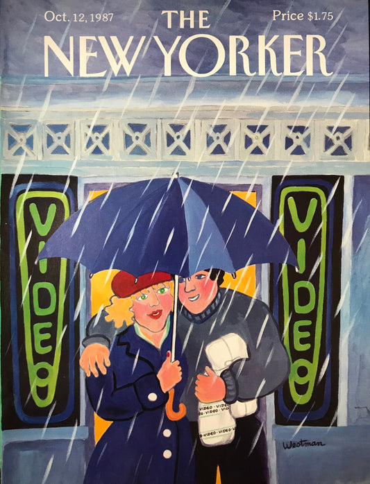 NEW YORKER Magazine cover - October 12, 1987 - video rental, love, romance