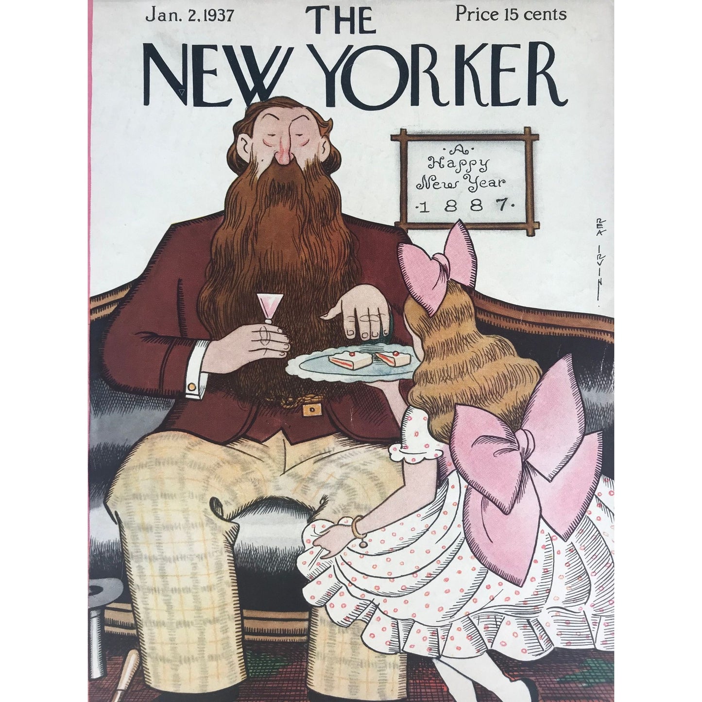 Very Rare NEW YORKER Magazine cover - January 2, 1937 - Rea Irvin