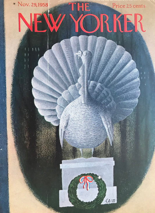November 29, 1958 - The NEW YORKER Magazine original cover - Thanksgiving turkey - Please read description