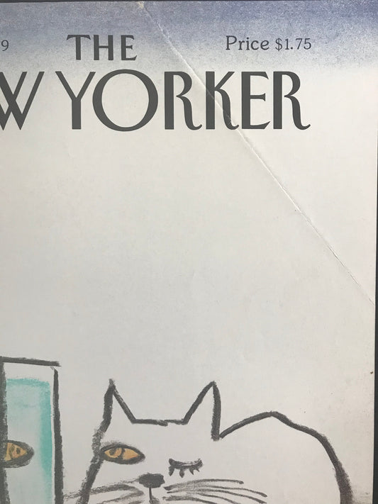 Vintage NEW YORKER Magazine original cover - September 11, 1989 - cat with one eye open