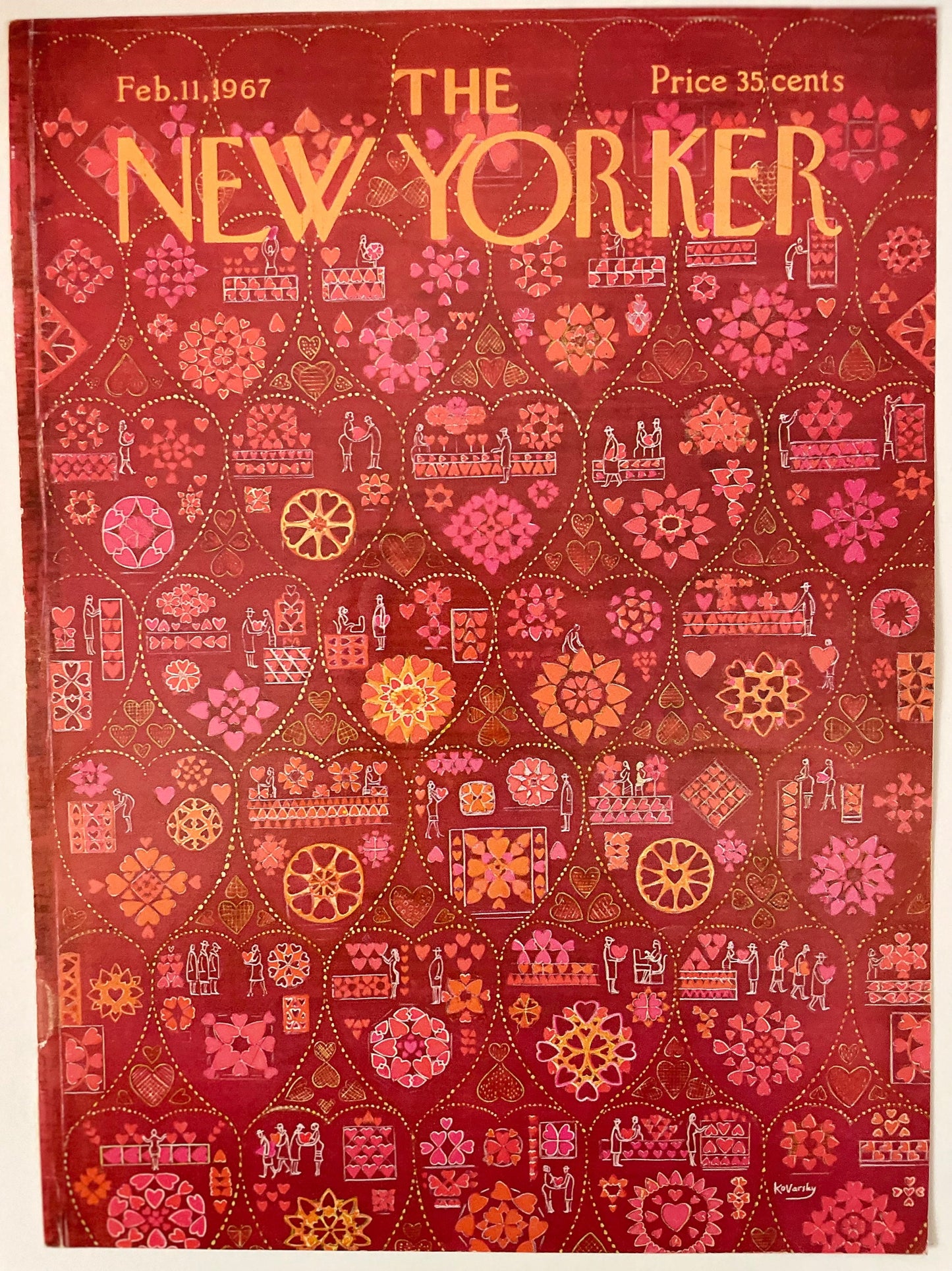 RARE: February 11, 1967 - The NEW YORKER Magazine original cover -  Valentine's Day - Please read description