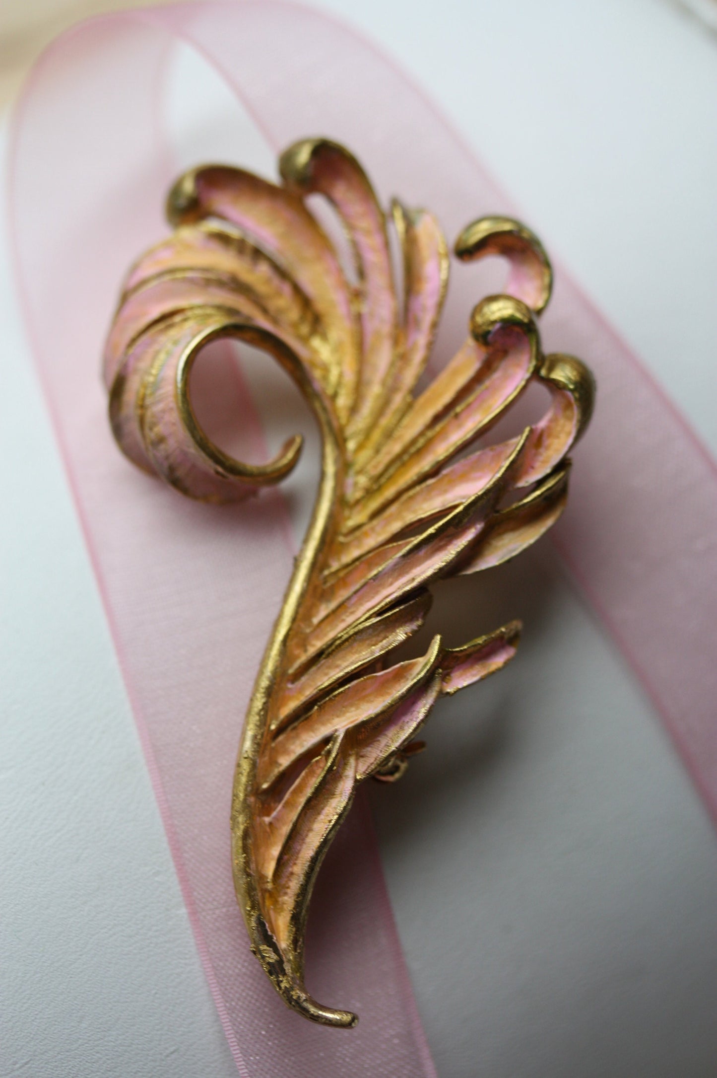 Revised, Modernized, Upcycled Vintage hand painted pin - shades of pink