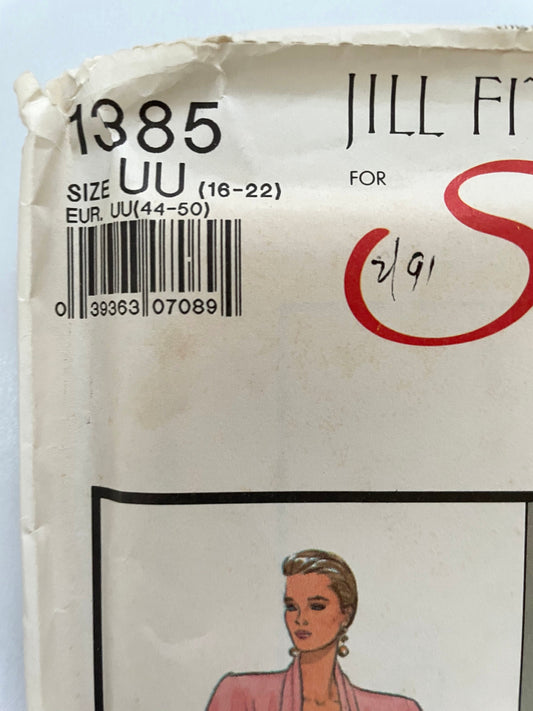 Rare UNCUT vintage Sewing Pattern - Style Pattern 1385 by JILL FITZSIMON - Sz 18-22 Misses' Oversized Unlined Swing Coat and Slim Tank Dress