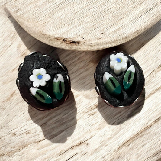 Micro Mosaic Earrings: Tiny Glass Studs - Handmade Italian Art Jewelry
