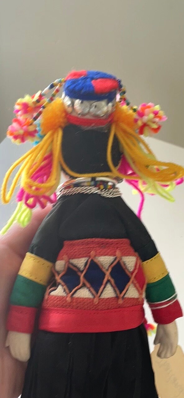 Stunning vintage Thai Hmong porcelain doll in traditional clothing - collectible doll figurine - made in Thailand