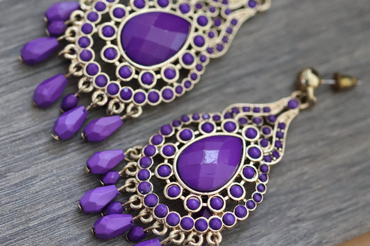 Purple chandelier style vintage dangle earrings