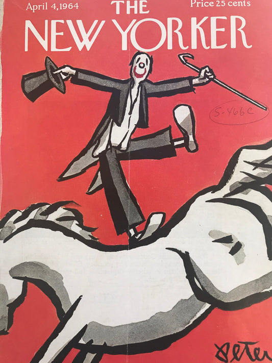The NEW YORKER Magazine cover - April 4, 1964 - rare original cover - Clown by Peter Arno