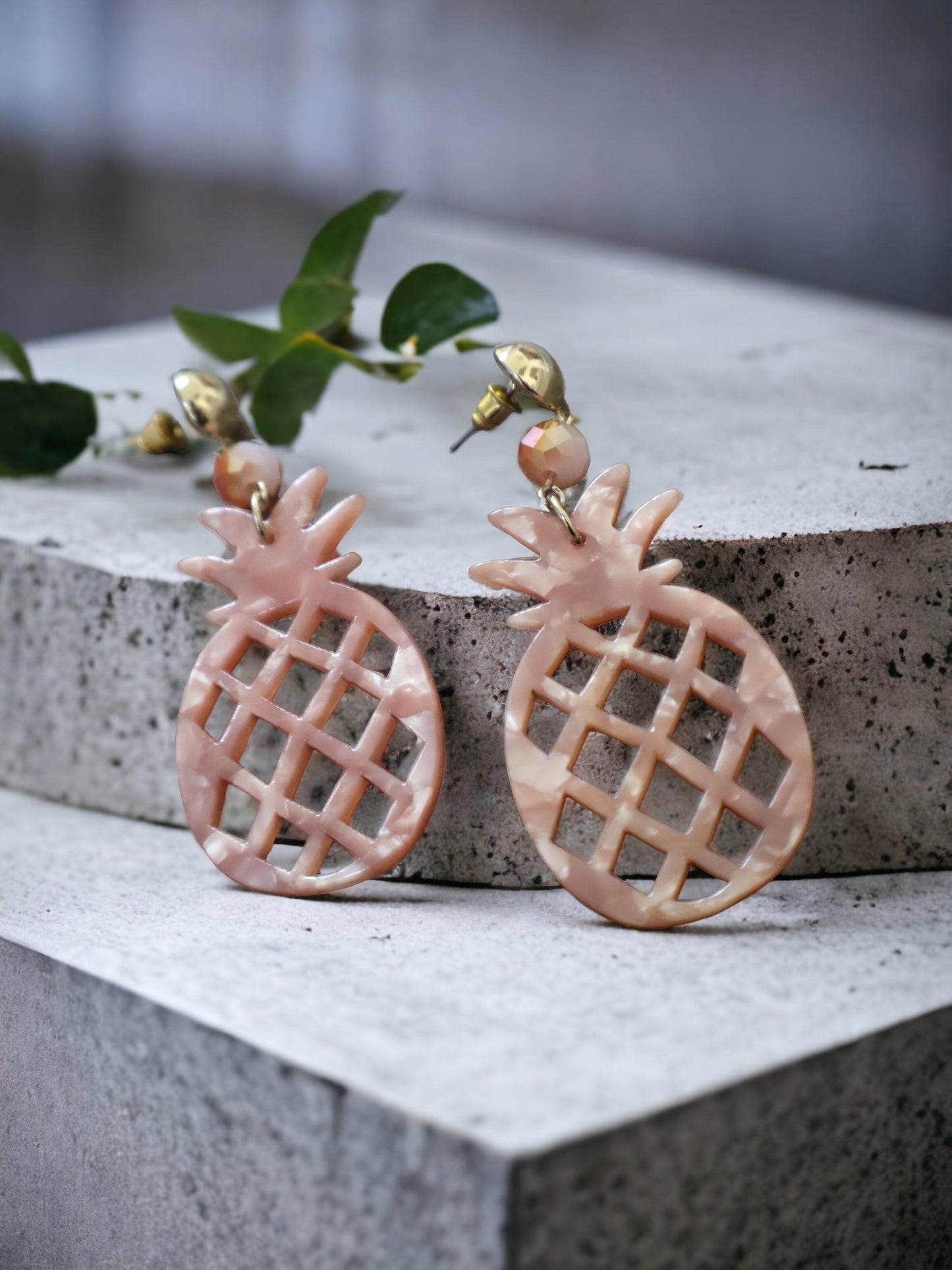 Pearlescent pineapple unique dangle earrings