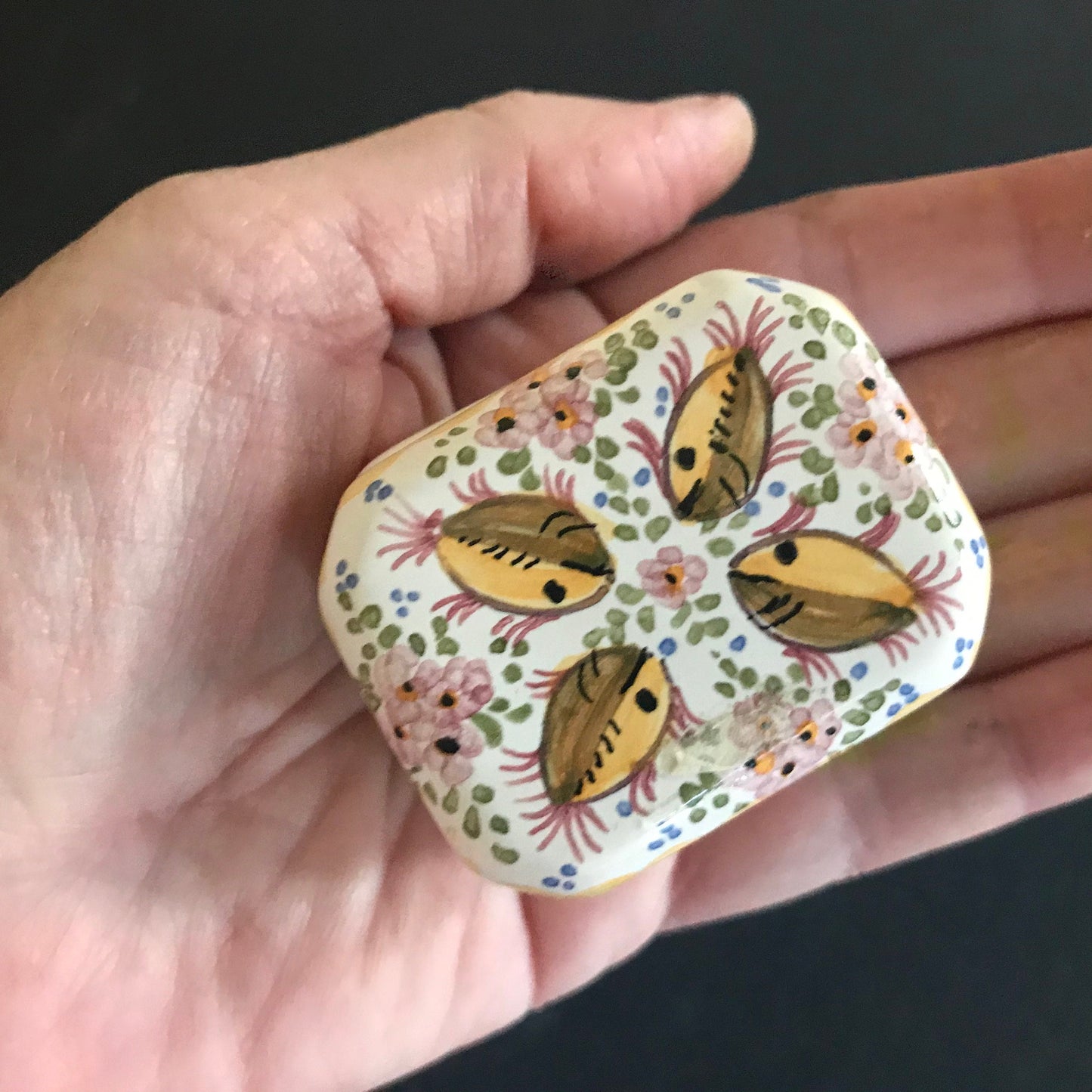 Stunning Hand Painted Porcelain Trinket Box from Portugal - Signed