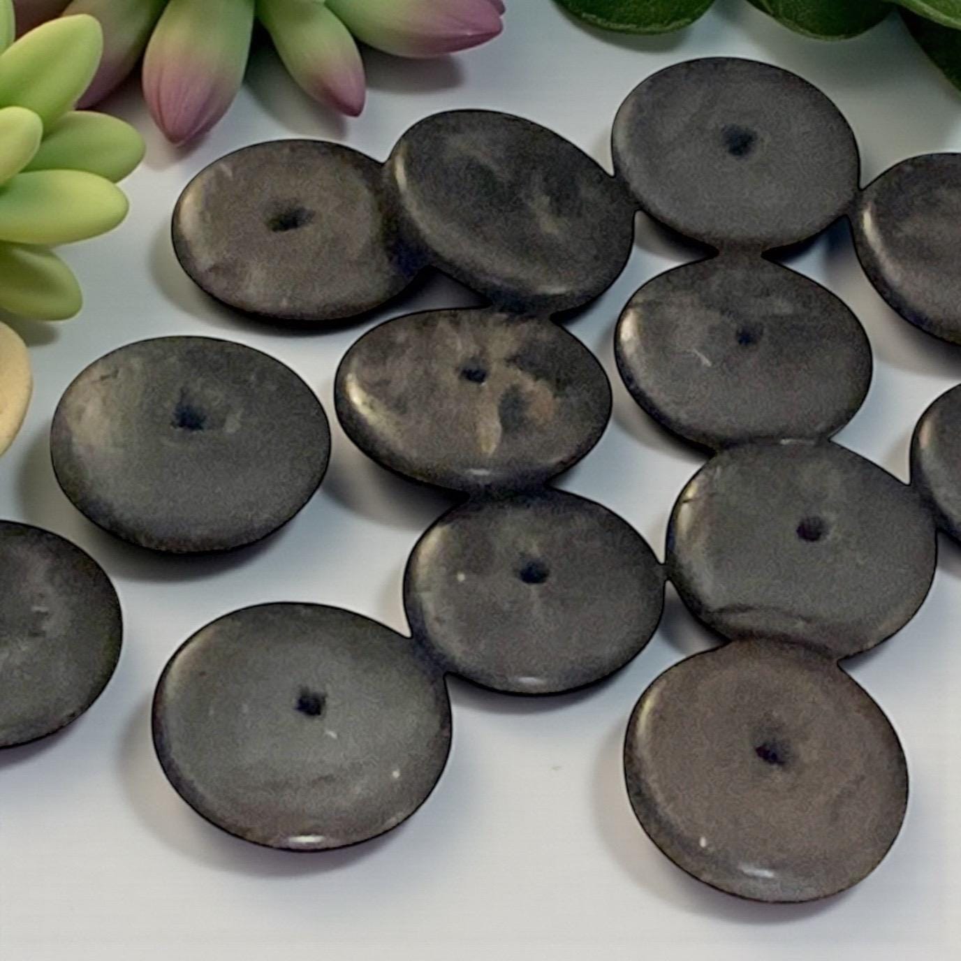 Vintage Dark Wood Heishi-Style Beads – Flat Round Rustic Spacer Beads for Jewelry Making