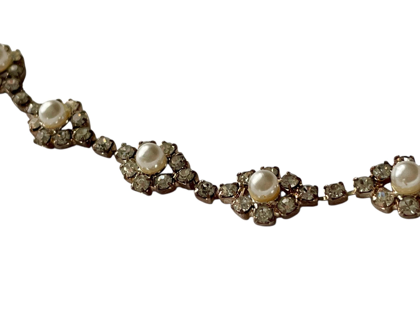 Vintage NY Signed Rhinestone & Pearl Necklace, Elegant 1950s Bridal Jewelry - most likely Kramer of NY?