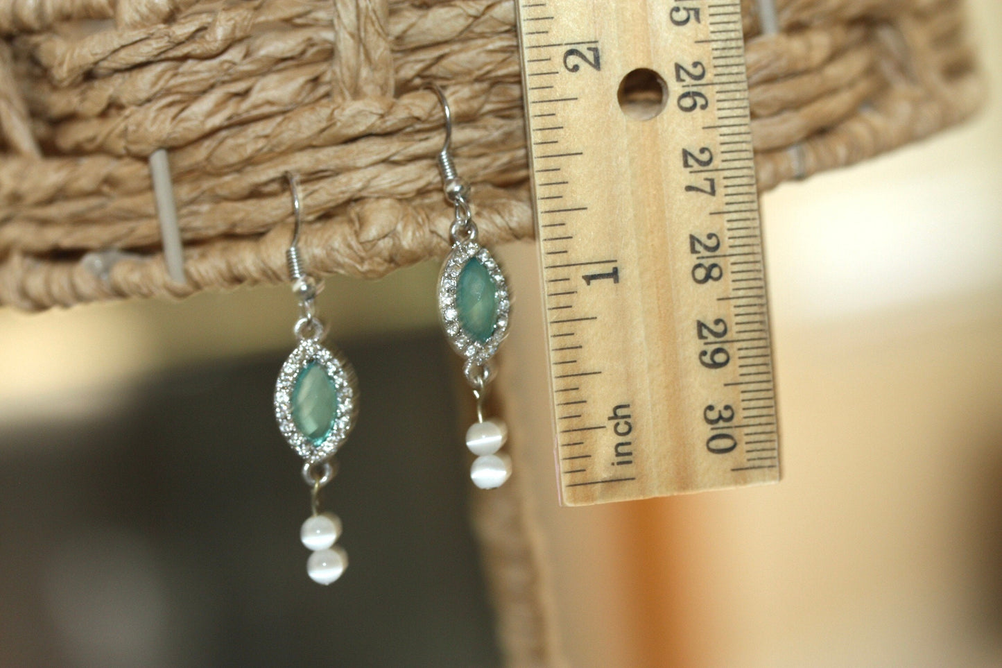 Vintage rhinestone and turquoise lightweight dangle earrings