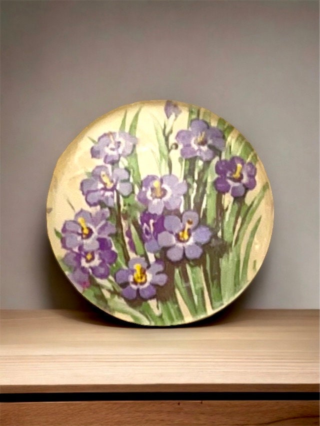 Lavender flower necklace pendant or pin made from a genuine vintage postage stamp from Bermuda