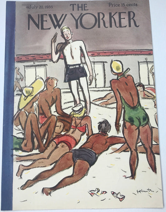 RARE - The NEW YORKER Magazine very rare original cover - July 20, 1935 - lifeguard, bathing suits, beach