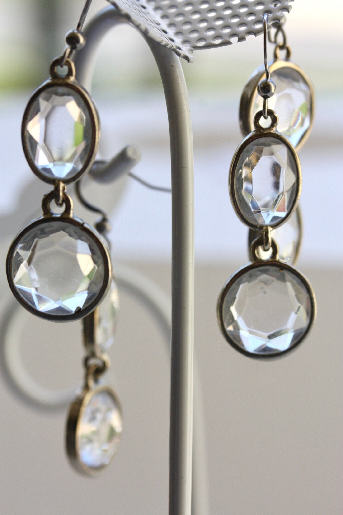 Handmade earrings with upcycled high quality vintage glass cut crystal
