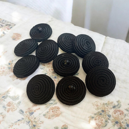 Black vintage sprial fabric Passementerie Antique Buttons
