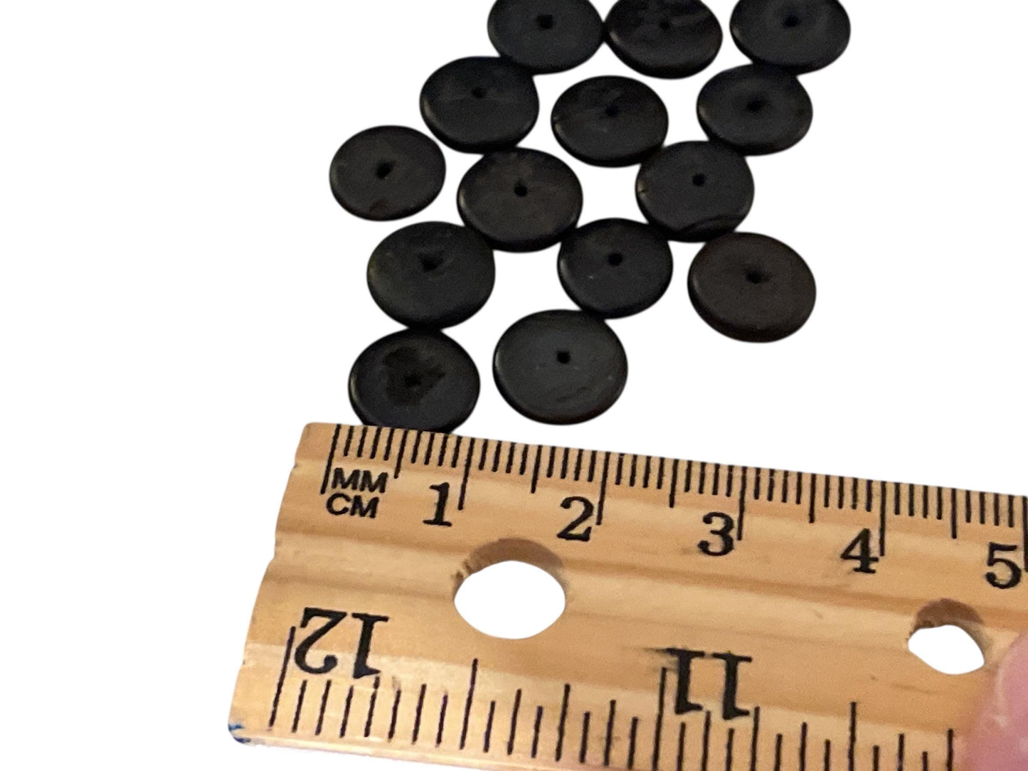 Vintage Dark Wood Heishi-Style Beads – Flat Round Rustic Spacer Beads for Jewelry Making