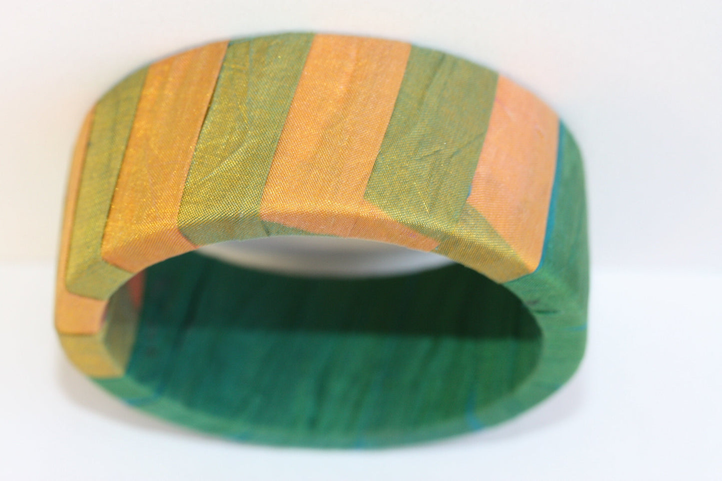 Stunning vintage fabric covered bangle bracelet