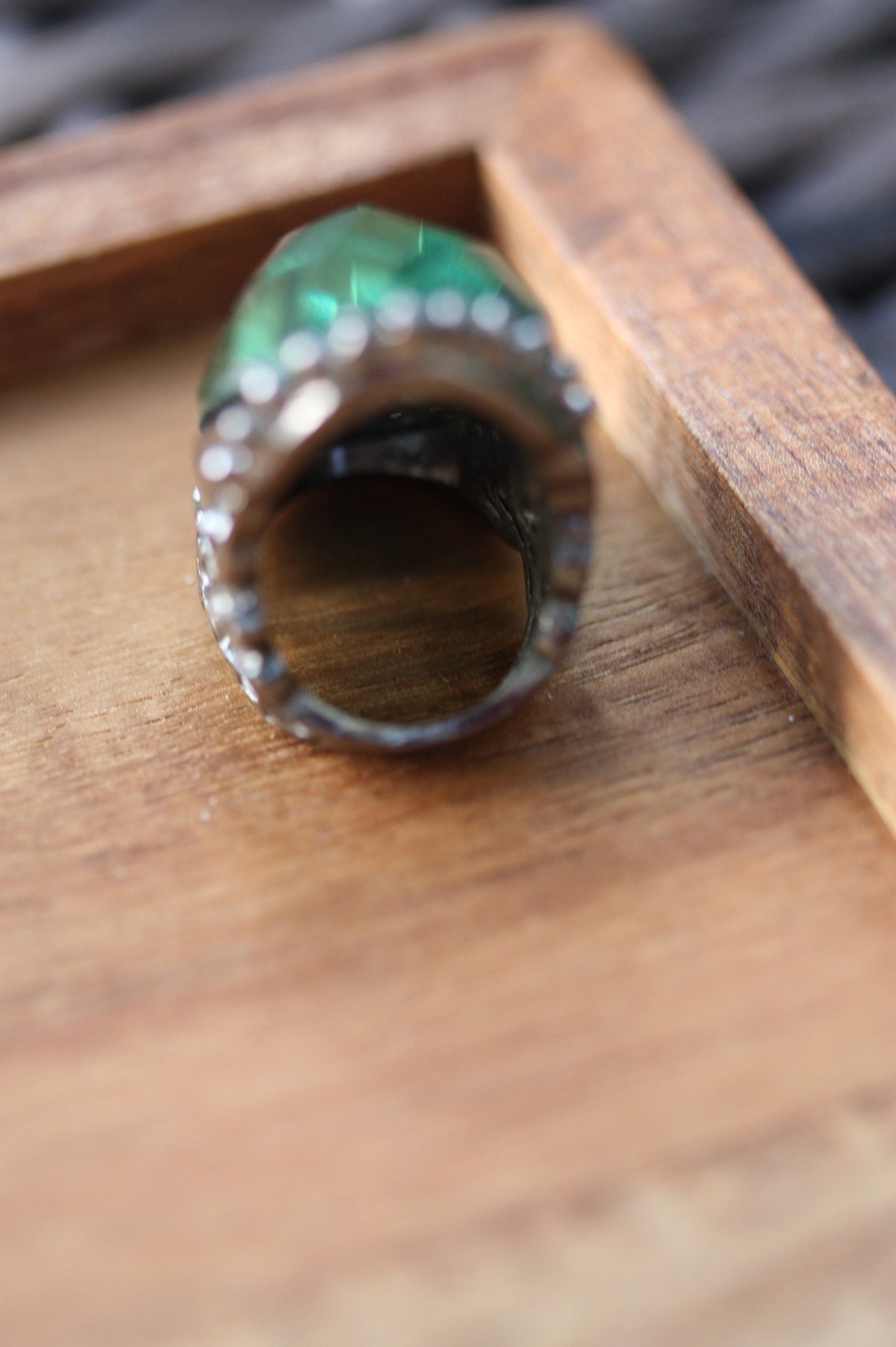 Large green crystal vintage statement ring
