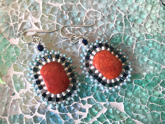Handmade crystal and beadwork earrings