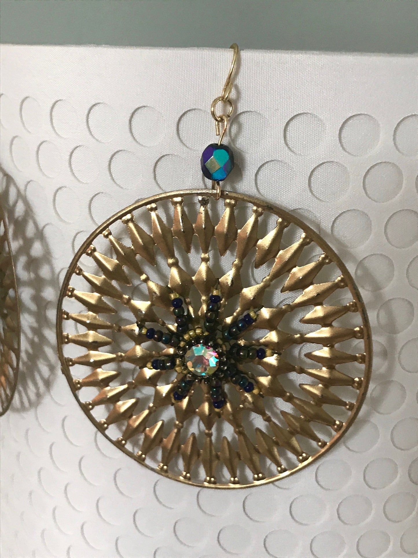 Revised, Modernized, large upcycled hoop earrings with handmade beadwork