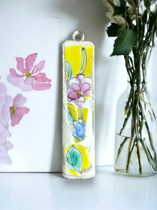 Handmade mosaic necklace - made from upcycled pieces of a broken vintage plate