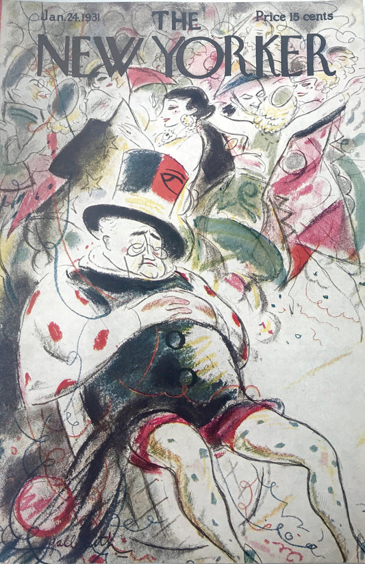 RARE - The NEW YORKER Magazine very rare original cover - January 24 1931 by William Crawford Galbraith - old man passed out at party