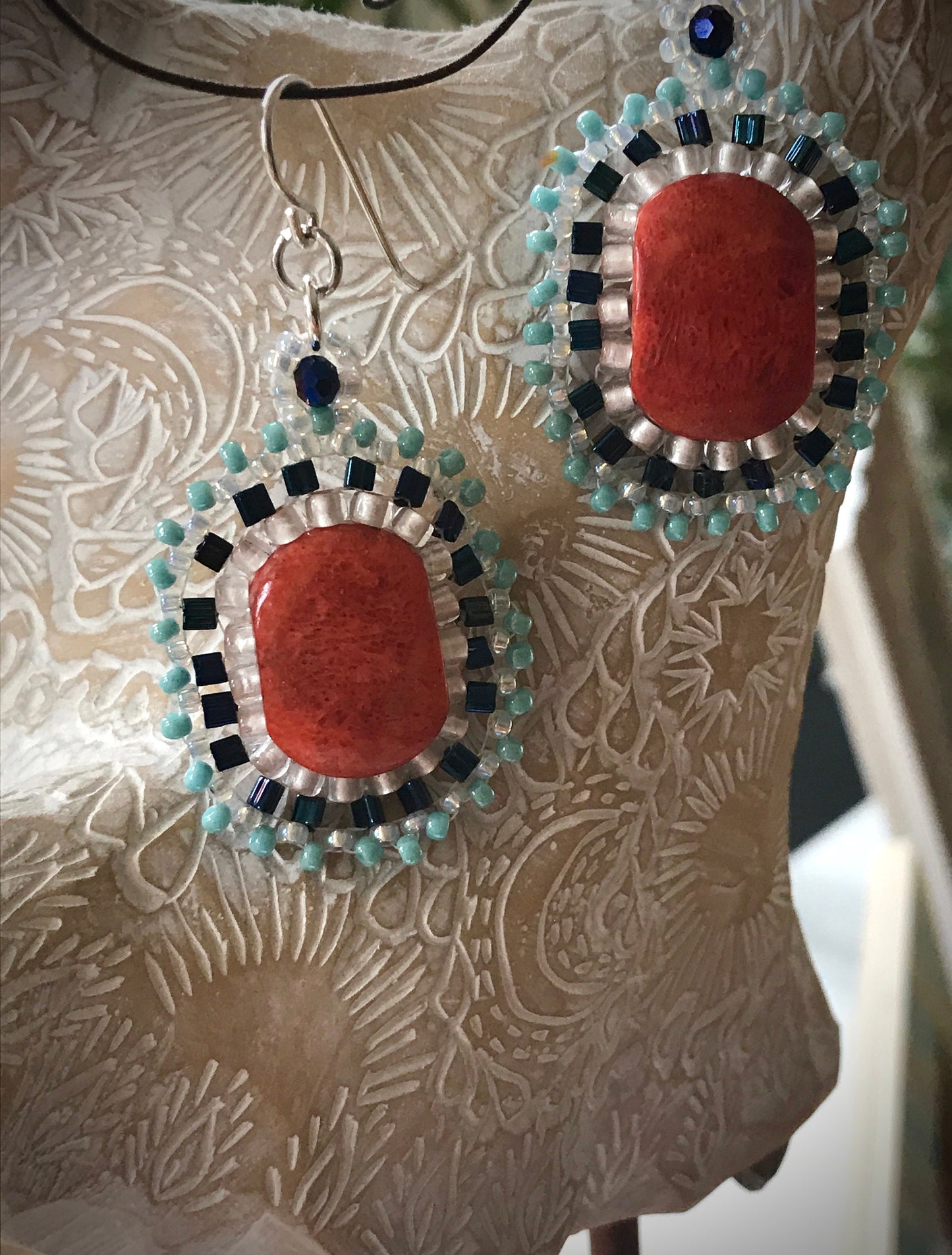 Handmade crystal and beadwork earrings
