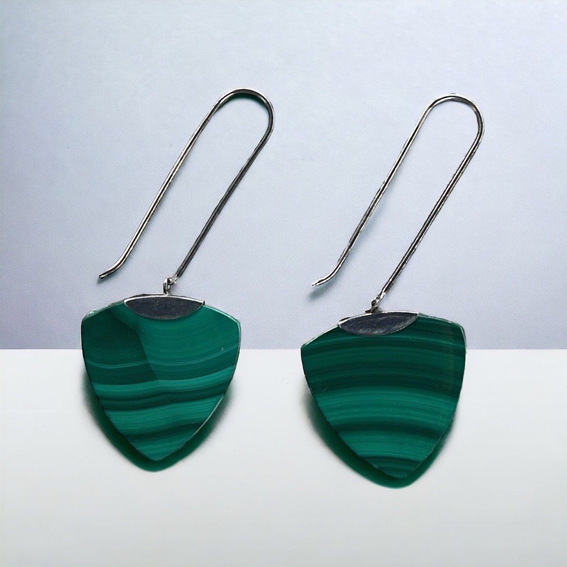 Stunning vintage green malachite earrings