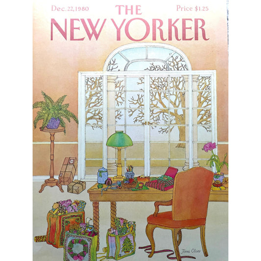 December 22, 1980 - The NEW YORKER Magazine original cover - artist Jenni Oliver - preparing for Christmas, wrapping gifts