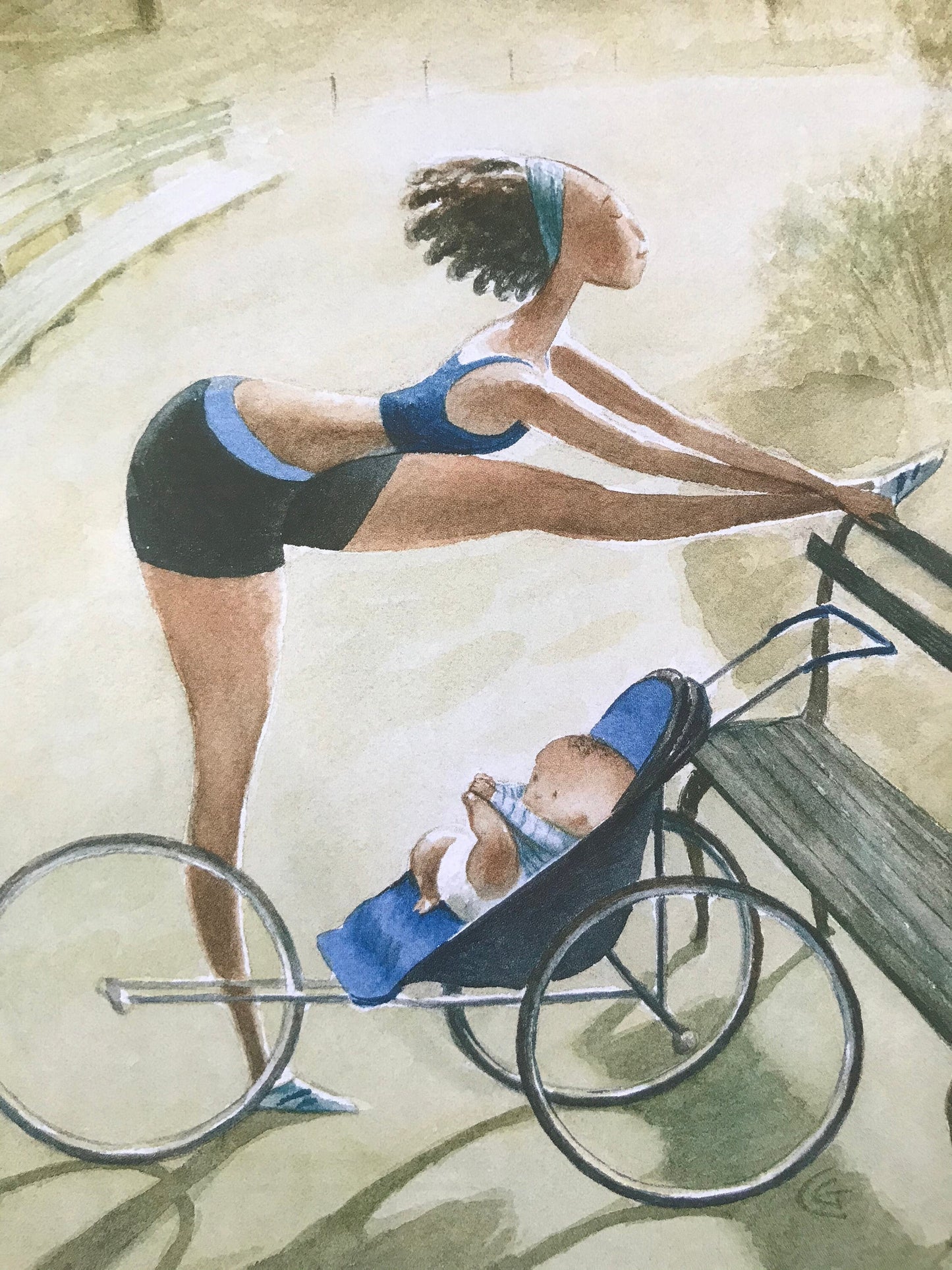 May 25, 2015 - The NEW YORKER Magazine original cover - exercising with baby