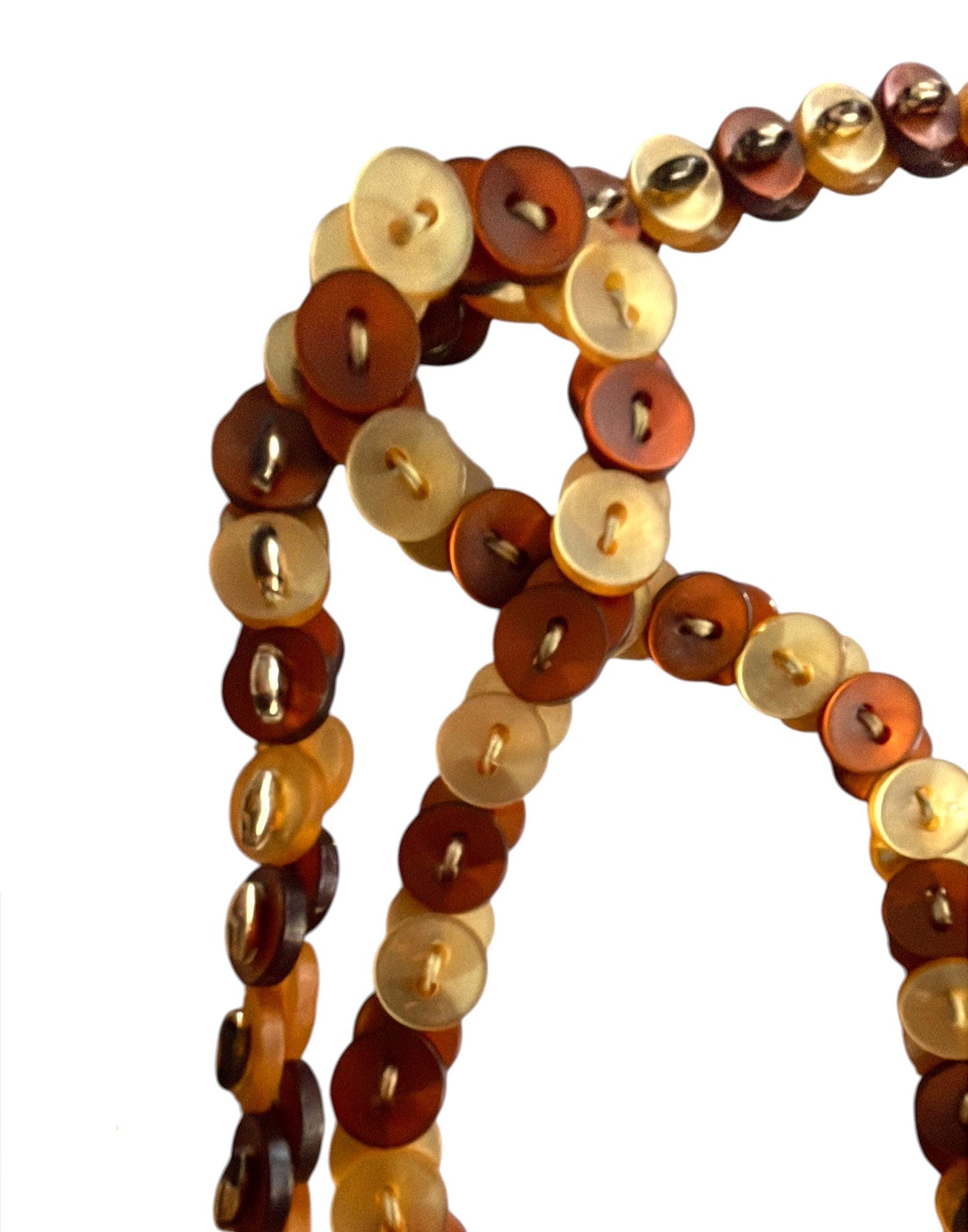 Button Necklace Vintage Brown Amber Cream Disc Beads | 90s Boho Statement Necklace | Earth Tone Plastic Button Jewelry